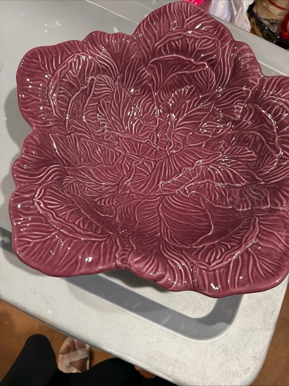 John Derian Decorative Burgundy Leaf Ceramic Bowl - Home Art serving bowl target